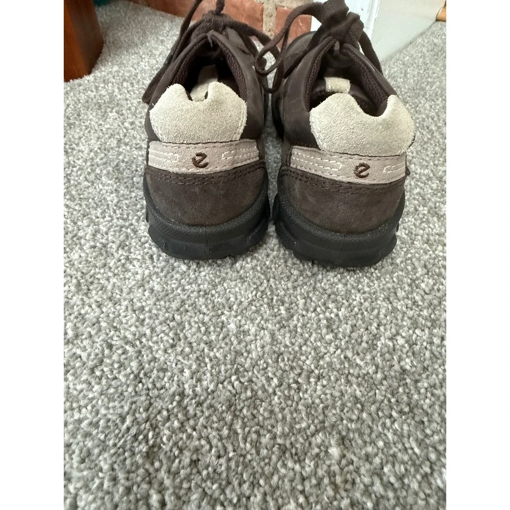 Ecco Brown Leather Suede Lace‎ Up Sneakers Kids Size 34 Low Top Shoes